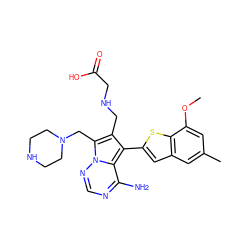 COc1cc(C)cc2cc(-c3c(CNCC(=O)O)c(CN4CCNCC4)n4ncnc(N)c34)sc12 ZINC000220393432