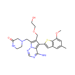 COc1cc(C)cc2cc(-c3c(COCCO)c(CN4CCNC(=O)C4)n4ncnc(N)c34)sc12 ZINC000218046050