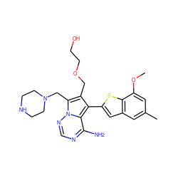 COc1cc(C)cc2cc(-c3c(COCCO)c(CN4CCNCC4)n4ncnc(N)c34)sc12 ZINC000218053502