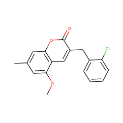 COc1cc(C)cc2oc(=O)c(Cc3ccccc3Cl)cc12 ZINC000040894078