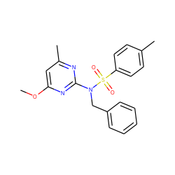 COc1cc(C)nc(N(Cc2ccccc2)S(=O)(=O)c2ccc(C)cc2)n1 ZINC000000854207