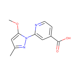 COc1cc(C)nn1-c1cc(C(=O)O)ccn1 ZINC000146875543