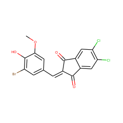 COc1cc(C=C2C(=O)c3cc(Cl)c(Cl)cc3C2=O)cc(Br)c1O ZINC000026494287