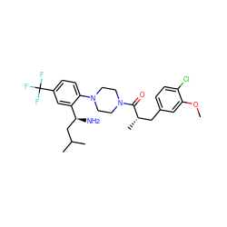 COc1cc(C[C@H](C)C(=O)N2CCN(c3ccc(C(F)(F)F)cc3[C@@H](N)CC(C)C)CC2)ccc1Cl ZINC000036285755