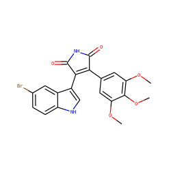 COc1cc(C2=C(c3c[nH]c4ccc(Br)cc34)C(=O)NC2=O)cc(OC)c1OC ZINC000045384233