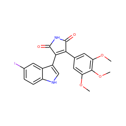 COc1cc(C2=C(c3c[nH]c4ccc(I)cc34)C(=O)NC2=O)cc(OC)c1OC ZINC000045364455