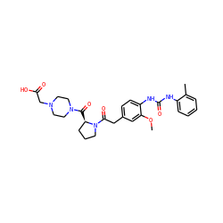 COc1cc(CC(=O)N2CCC[C@H]2C(=O)N2CCN(CC(=O)O)CC2)ccc1NC(=O)Nc1ccccc1C ZINC000014966073