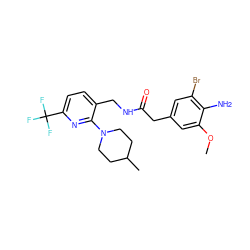 COc1cc(CC(=O)NCc2ccc(C(F)(F)F)nc2N2CCC(C)CC2)cc(Br)c1N ZINC000118199519