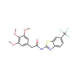 COc1cc(CC(=O)Nc2nc3ccc(C(F)(F)F)cc3s2)cc(OC)c1OC ZINC000169309151