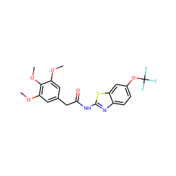 COc1cc(CC(=O)Nc2nc3ccc(OC(F)(F)F)cc3s2)cc(OC)c1OC ZINC000018235229