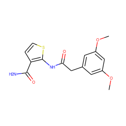 COc1cc(CC(=O)Nc2sccc2C(N)=O)cc(OC)c1 ZINC000071318839