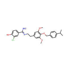 COc1cc(CC/N=C(\N)c2ccc(O)c(Cl)c2)cc(OC)c1OCc1ccc(C(C)C)cc1 ZINC000013439073