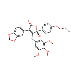 COc1cc(CC2=C(c3ccc4c(c3)OCO4)C(=O)O[C@]2(O)c2ccc(OCCBr)cc2)cc(OC)c1OC ZINC000049767657