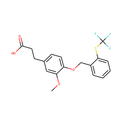 COc1cc(CCC(=O)O)ccc1OCc1ccccc1SC(F)(F)F ZINC001772623585