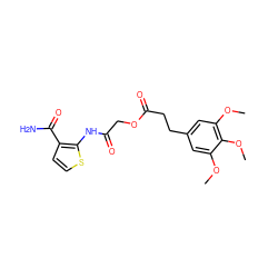 COc1cc(CCC(=O)OCC(=O)Nc2sccc2C(N)=O)cc(OC)c1OC ZINC000003418463
