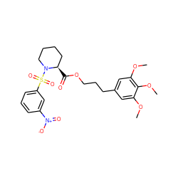 COc1cc(CCCOC(=O)[C@@H]2CCCCN2S(=O)(=O)c2cccc([N+](=O)[O-])c2)cc(OC)c1OC ZINC000066103160