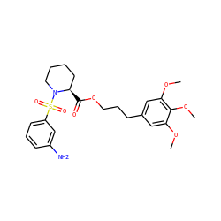 COc1cc(CCCOC(=O)[C@@H]2CCCCN2S(=O)(=O)c2cccc(N)c2)cc(OC)c1OC ZINC000066157090