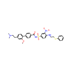 COc1cc(CCN(C)C)ccc1-c1ccc(C(=O)NS(=O)(=O)c2ccc(NCCSc3ccccc3)c([N+](=O)[O-])c2)cc1 ZINC000028570610