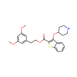 COc1cc(CCOC(=O)c2sc3ccccc3c2OC2CCNCC2)cc(OC)c1 ZINC000169307392