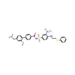 COc1cc(CN(C)C)ccc1-c1ccc(C(=O)NS(=O)(=O)c2ccc(NCCSc3ccccc3)c([N+](=O)[O-])c2)cc1 ZINC000028568909