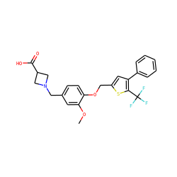 COc1cc(CN2CC(C(=O)O)C2)ccc1OCc1cc(-c2ccccc2)c(C(F)(F)F)s1 ZINC000003816979