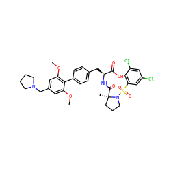 COc1cc(CN2CCCC2)cc(OC)c1-c1ccc(C[C@H](NC(=O)[C@]2(C)CCCN2S(=O)(=O)c2cc(Cl)cc(Cl)c2)C(=O)O)cc1 ZINC000029545701