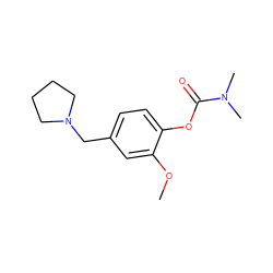 COc1cc(CN2CCCC2)ccc1OC(=O)N(C)C ZINC000299829922