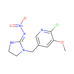 COc1cc(CN2CCN/C2=N\[N+](=O)[O-])cnc1Cl ZINC000103186159