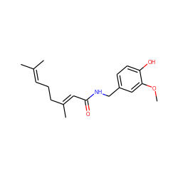 COc1cc(CNC(=O)/C=C(\C)CCC=C(C)C)ccc1O ZINC000013475553