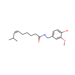 COc1cc(CNC(=O)CCCC/C=C\C(C)C)ccc1O ZINC000004468952