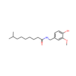 COc1cc(CNC(=O)CCCCCCC(C)C)ccc1O ZINC000002522581