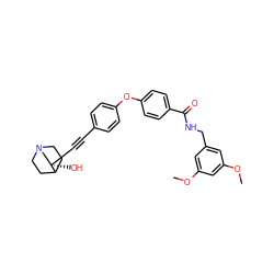 COc1cc(CNC(=O)c2ccc(Oc3ccc(C#C[C@]4(O)CN5CCC4CC5)cc3)cc2)cc(OC)c1 ZINC000073219660