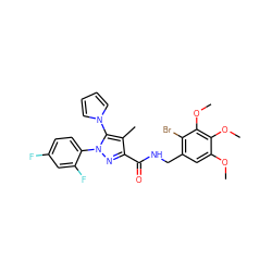 COc1cc(CNC(=O)c2nn(-c3ccc(F)cc3F)c(-n3cccc3)c2C)c(Br)c(OC)c1OC ZINC000049694802