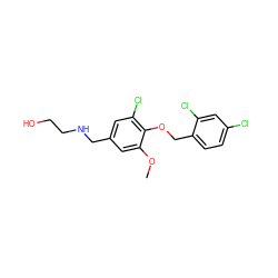 COc1cc(CNCCO)cc(Cl)c1OCc1ccc(Cl)cc1Cl ZINC000002846165