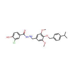 COc1cc(CNNC(=O)c2ccc(O)c(Cl)c2)cc(OC)c1OCc1ccc(C(C)C)cc1 ZINC000013439066