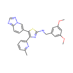 COc1cc(CNc2nc(-c3cccc(C)n3)c(-c3ccc4ncnn4c3)s2)cc(OC)c1 ZINC000084733216