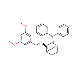 COc1cc(CO[C@@H]2C3CCN(CC3)[C@H]2C(c2ccccc2)c2ccccc2)cc(OC)c1 ZINC000003780982