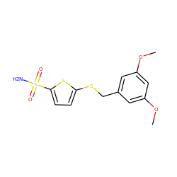 COc1cc(CSc2ccc(S(N)(=O)=O)s2)cc(OC)c1 ZINC001772600580