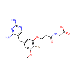 COc1cc(Cc2cnc(N)nc2N)cc(OCCC(=O)NCC(=O)O)c1Br ZINC000029400456