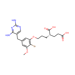 COc1cc(Cc2cnc(N)nc2N)cc(OCCC[C@@H](CCC(=O)O)C(=O)O)c1Br ZINC000002046955