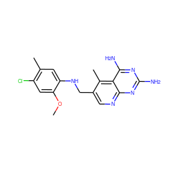 COc1cc(Cl)c(C)cc1NCc1cnc2nc(N)nc(N)c2c1C ZINC000005891984