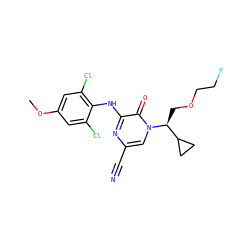 COc1cc(Cl)c(Nc2nc(C#N)cn([C@@H](COCCF)C3CC3)c2=O)c(Cl)c1 ZINC000095602147