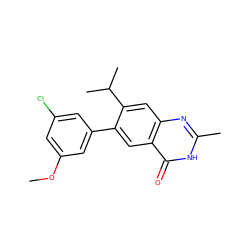 COc1cc(Cl)cc(-c2cc3c(=O)[nH]c(C)nc3cc2C(C)C)c1 ZINC000013679444