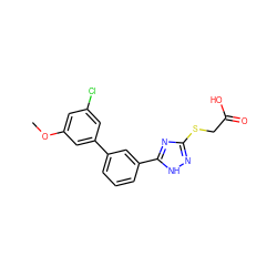 COc1cc(Cl)cc(-c2cccc(-c3nc(SCC(=O)O)n[nH]3)c2)c1 ZINC000205444233