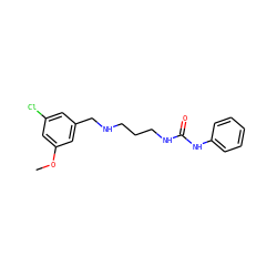 COc1cc(Cl)cc(CNCCCNC(=O)Nc2ccccc2)c1 ZINC000095573697