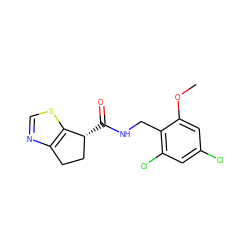 COc1cc(Cl)cc(Cl)c1CNC(=O)[C@@H]1CCc2ncsc21 ZINC000220850316