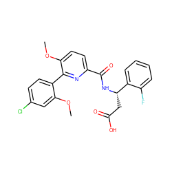 COc1cc(Cl)ccc1-c1nc(C(=O)N[C@@H](CC(=O)O)c2ccccc2F)ccc1OC ZINC000261152278