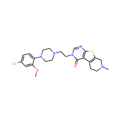 COc1cc(Cl)ccc1N1CCN(CCn2cnc3sc4c(c3c2=O)CCN(C)C4)CC1 ZINC000028530492