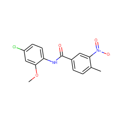 COc1cc(Cl)ccc1NC(=O)c1ccc(C)c([N+](=O)[O-])c1 ZINC000042919863