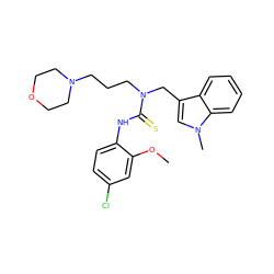 COc1cc(Cl)ccc1NC(=S)N(CCCN1CCOCC1)Cc1cn(C)c2ccccc12 ZINC000015974213